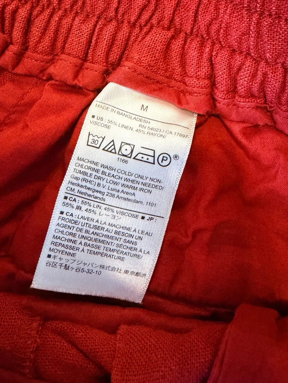 Wide Leg Crop Linen Blend Pants - Red